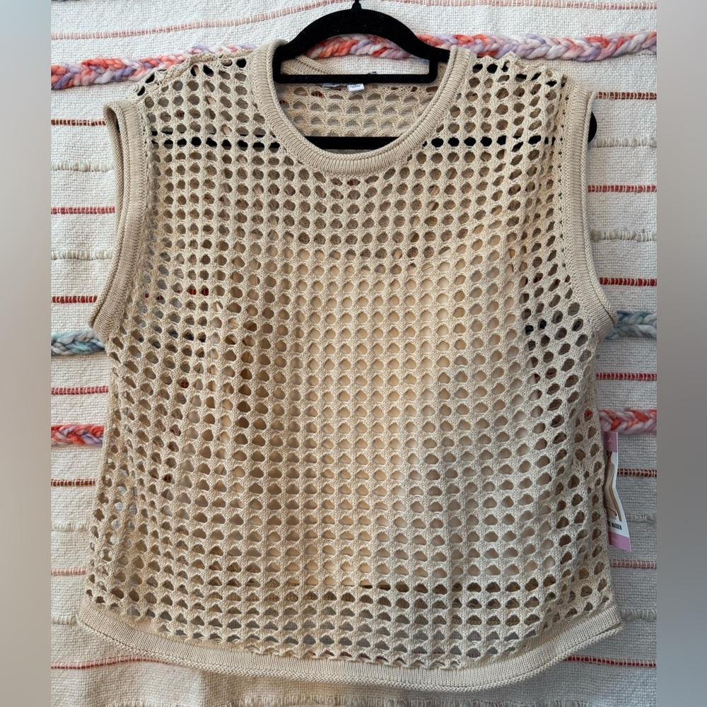 Steve‎ Madden Tan Mesh Tank Top with undershirt